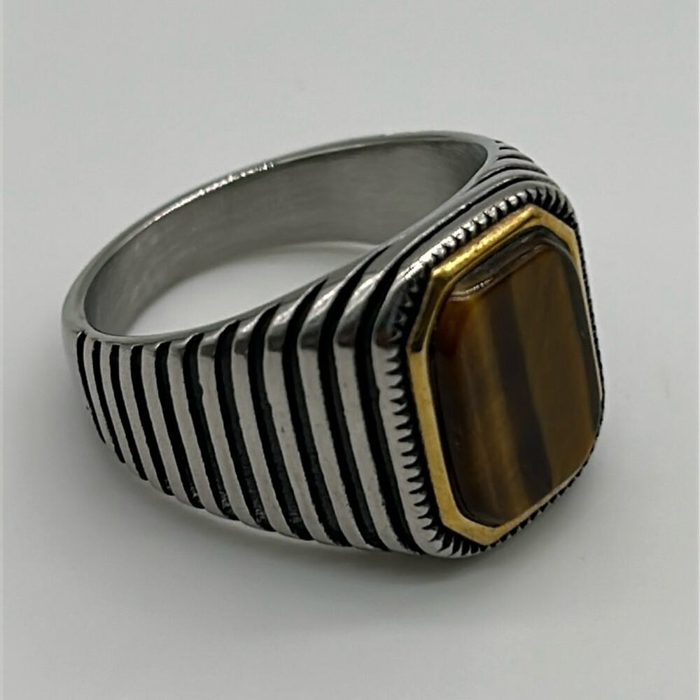 Tiger Eye Natural Gemstone Handmade Men's Ring Size 12.5 NWT